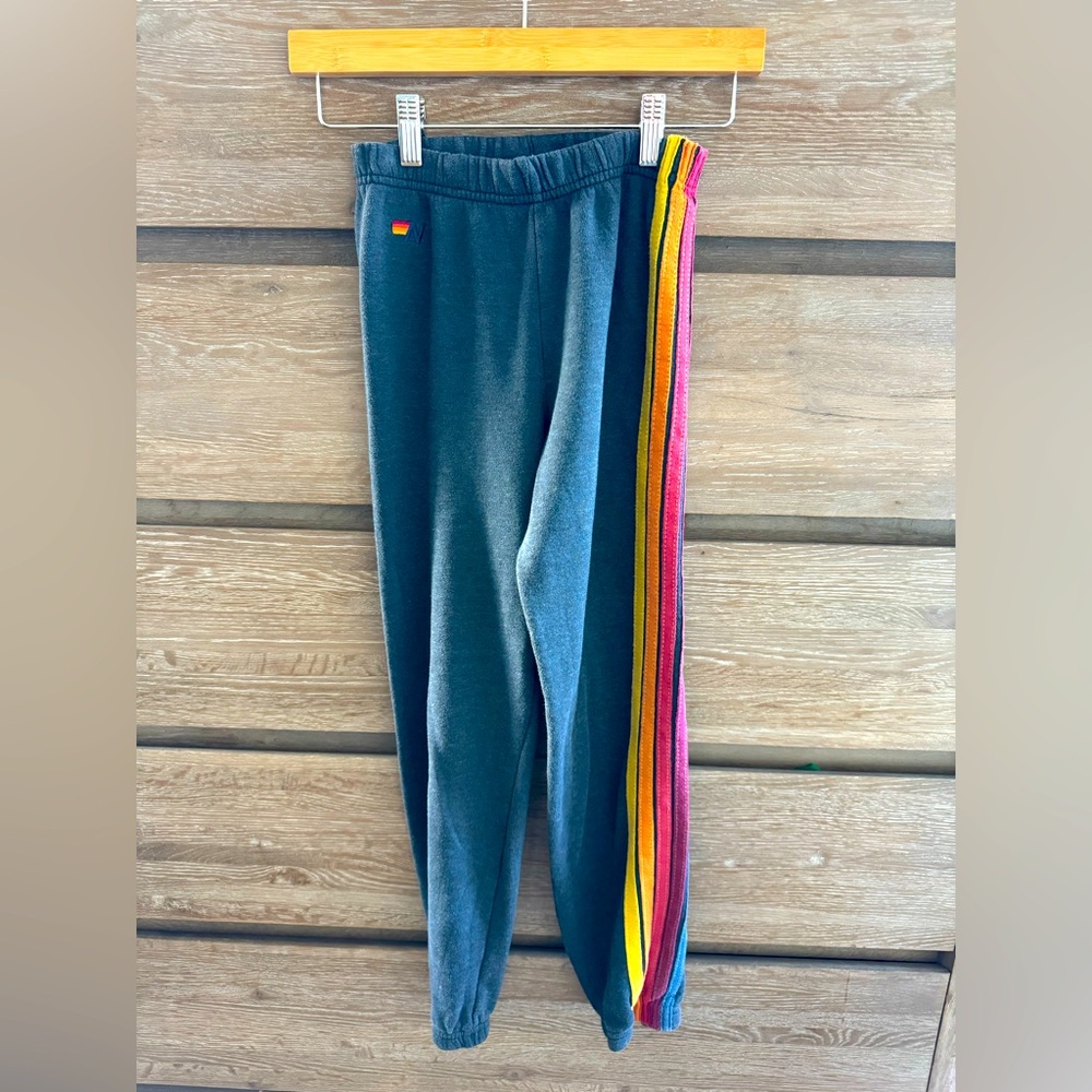 Aviator Nation Size 12 Kids 5 Stripe Sweatpants